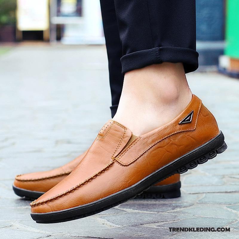 Mocassins Heren Echt Leer Bootschoenen Bedrijf 2018 Casual Slip On Geel Zwart