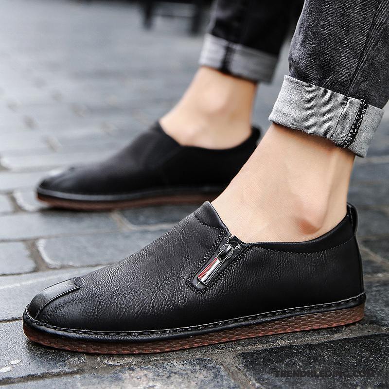 Mocassins Heren Leren Schoenen Ademende Brits Slip On Alle Wedstrijden Trend Abrikoos Kleur