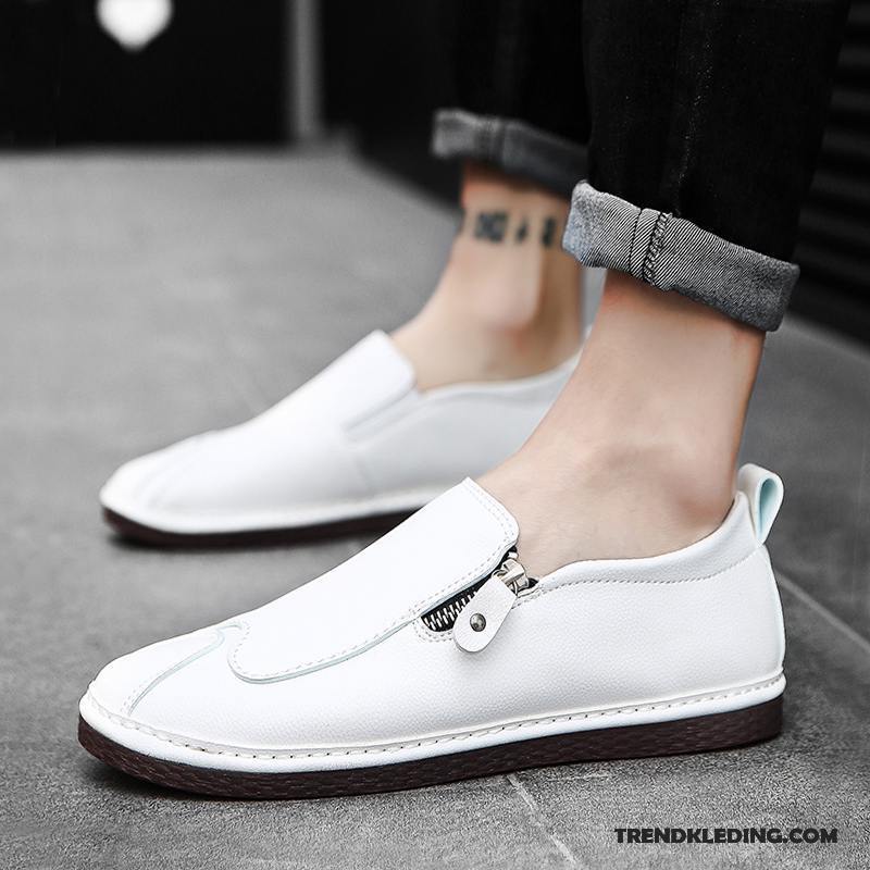 Mocassins Heren Leren Schoenen Ademende Brits Slip On Alle Wedstrijden Trend Abrikoos Kleur