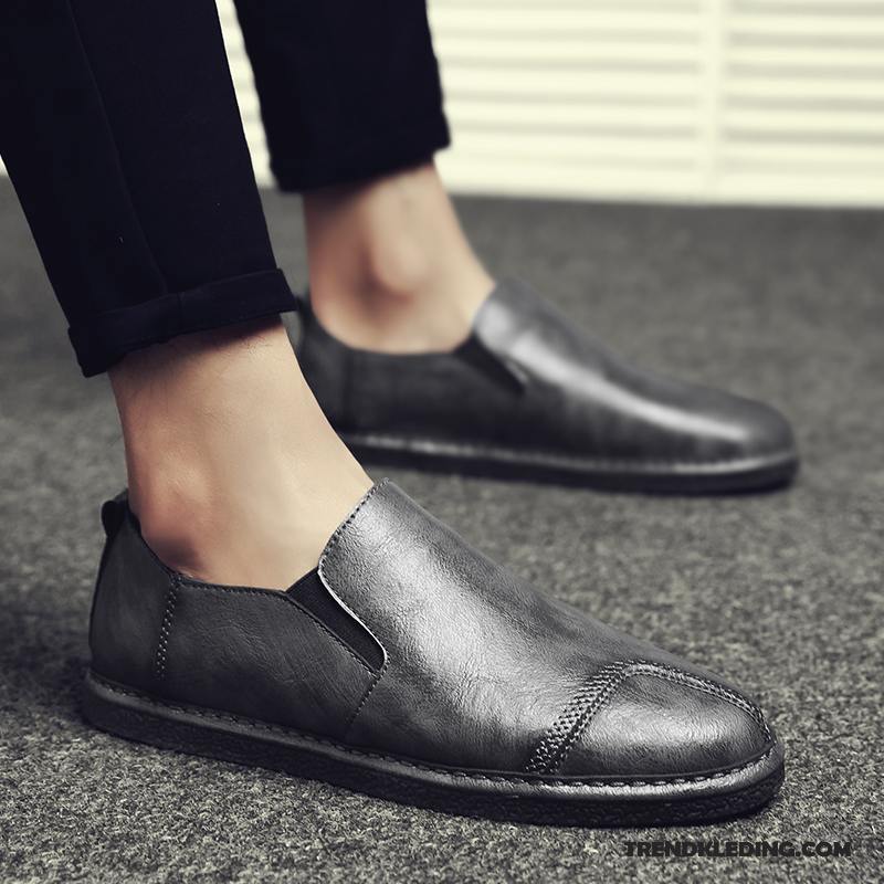 Mocassins Heren Leren Schoenen Brits Trend Mannen Zomer Ademende Zwart