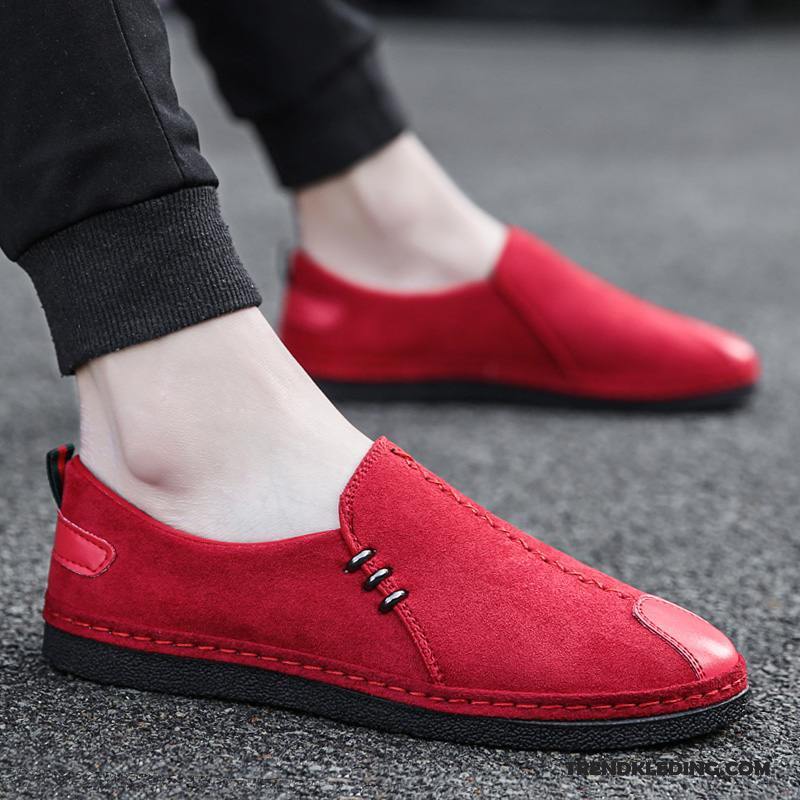 Mocassins Heren Leren Schoenen Casual Mannen Trend Ademende Slip On Zwart