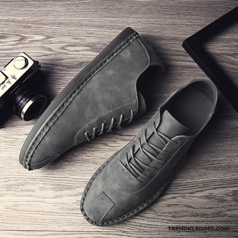 Mocassins Heren Mannen Ademende Leren Schoenen 2018 Trend Bootschoenen Grijs