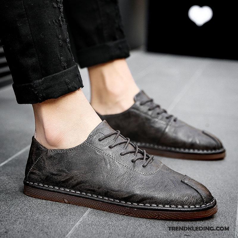 Mocassins Heren Mannen Ademende Leren Schoenen 2018 Trend Bootschoenen Grijs