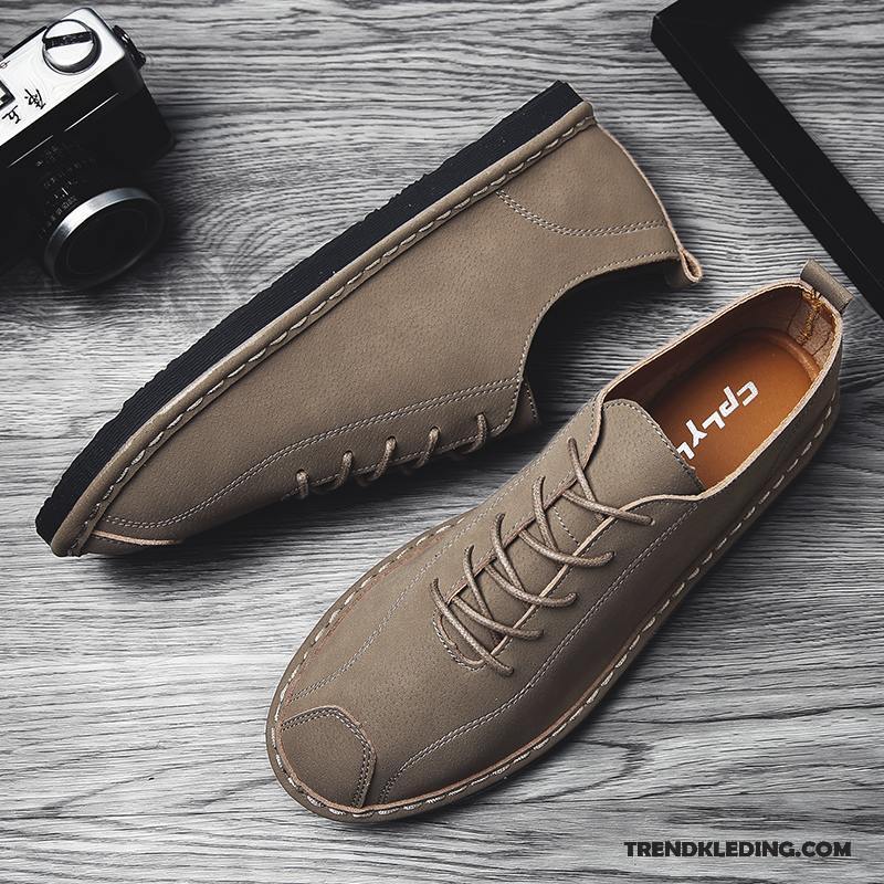 Mocassins Heren Mannen Ademende Leren Schoenen 2018 Trend Bootschoenen Grijs