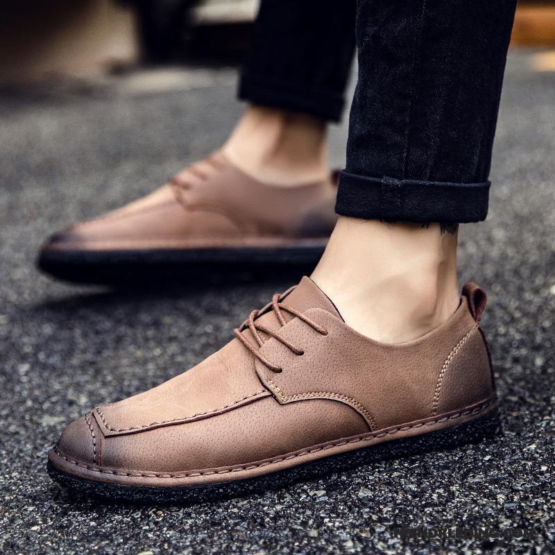 Mocassins Heren Mannen Brits Leren Schoenen Casual Bootschoenen Alle Wedstrijden Rood Bruine