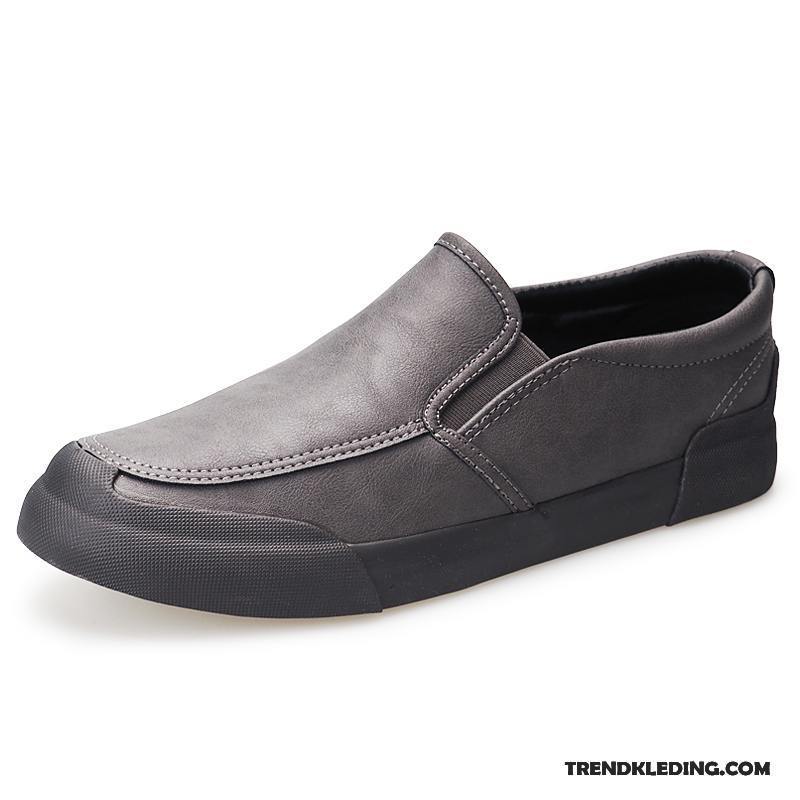 Mocassins Heren Mannen Casual Leren Schoenen Loafers Voorjaar Trend Rode Wijn