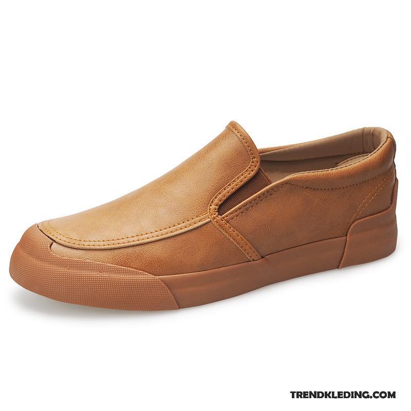 Mocassins Heren Mannen Casual Leren Schoenen Loafers Voorjaar Trend Rode Wijn