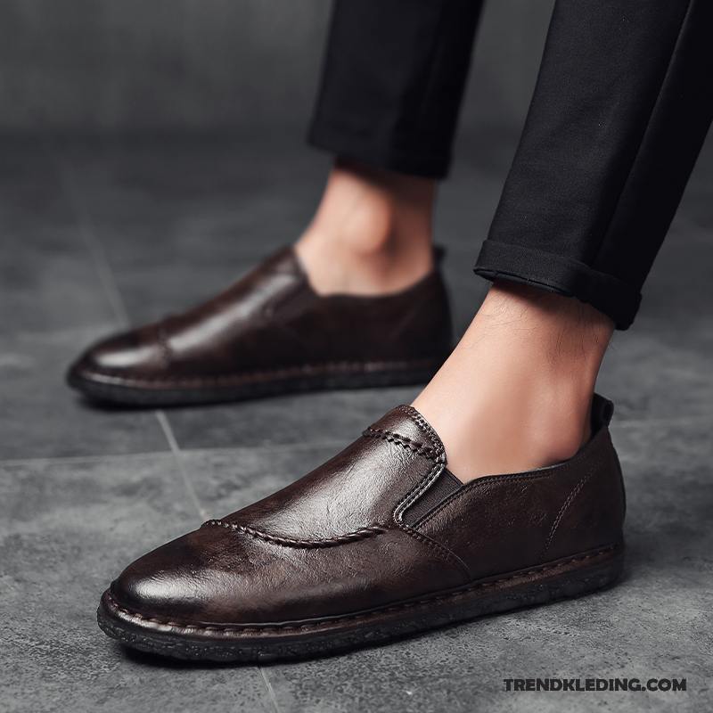 Mocassins Heren Schoenen Casual Alle Wedstrijden Brits Mannen Bootschoenen Bruine