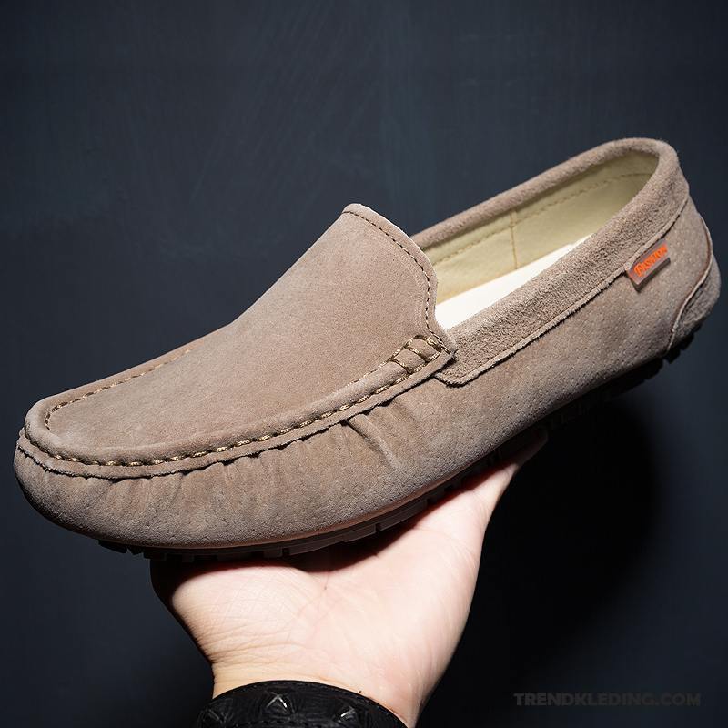 Mocassins Heren Schoenen Echt Leer Slip On Casual Persoonlijk Bootschoenen Bruine Donker