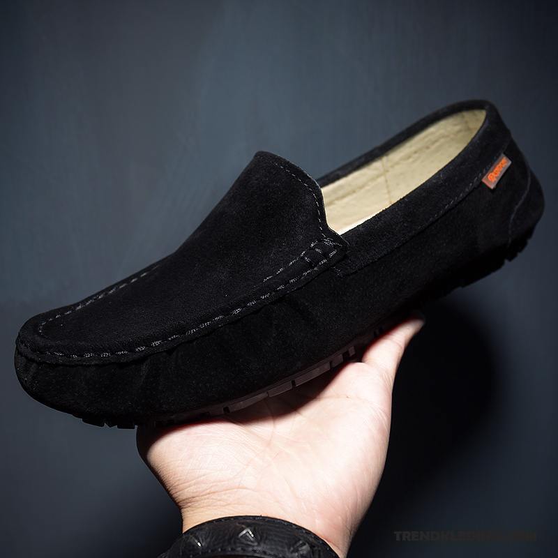 Mocassins Heren Schoenen Echt Leer Slip On Casual Persoonlijk Bootschoenen Bruine Donker