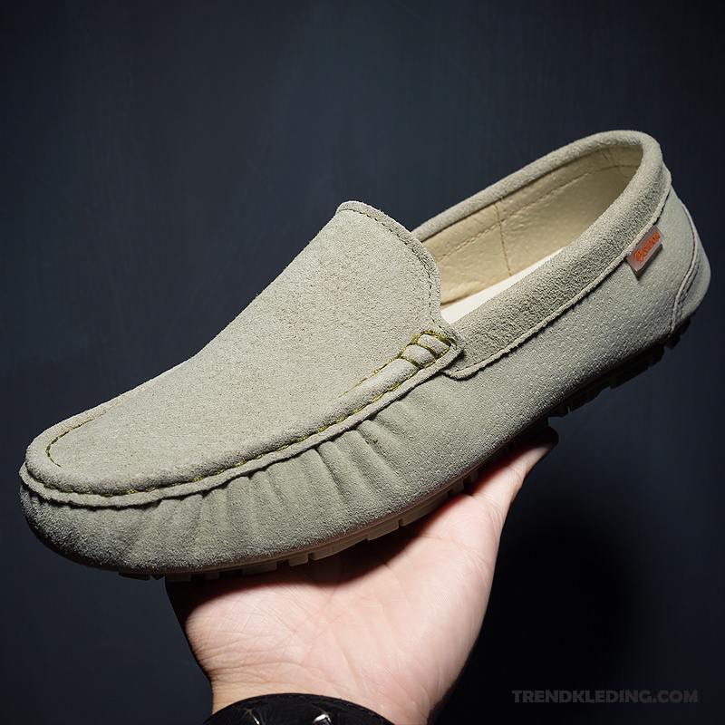 Mocassins Heren Schoenen Echt Leer Slip On Casual Persoonlijk Bootschoenen Bruine Donker