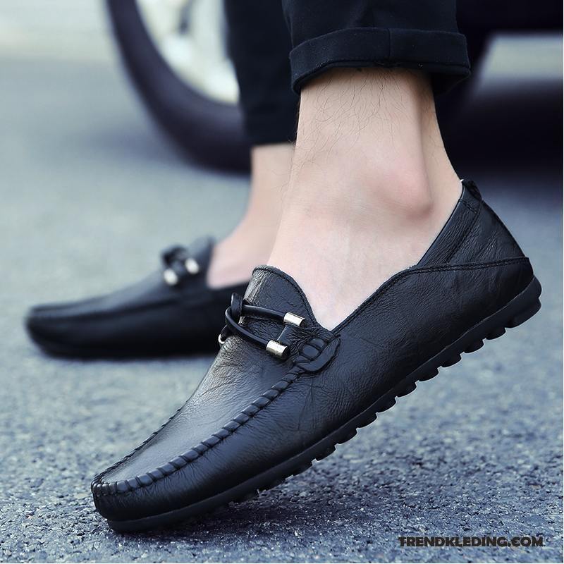 Mocassins Heren Schoenen Voorjaar Slip On Mannen Zomer Echt Leer Zwart