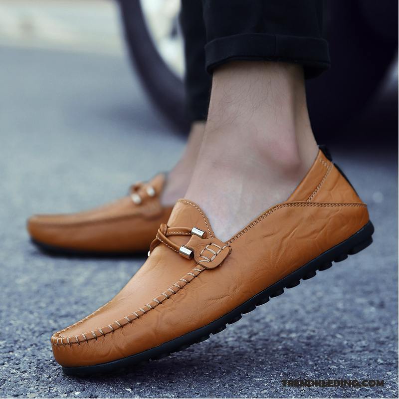 Mocassins Heren Schoenen Voorjaar Slip On Mannen Zomer Echt Leer Zwart