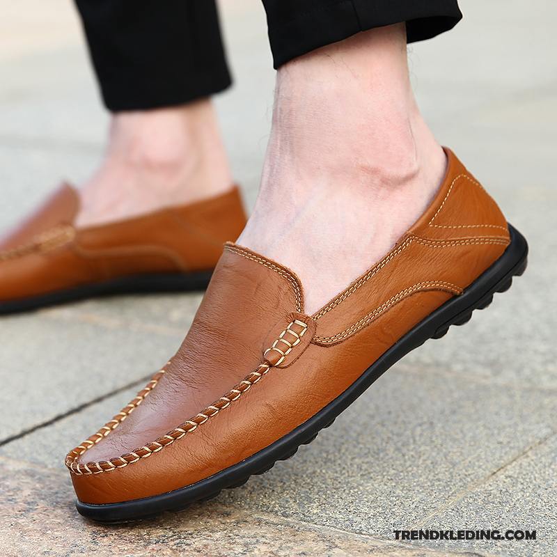 Mocassins Heren Schoenen Voorjaar Slip On Mannen Zomer Echt Leer Zwart