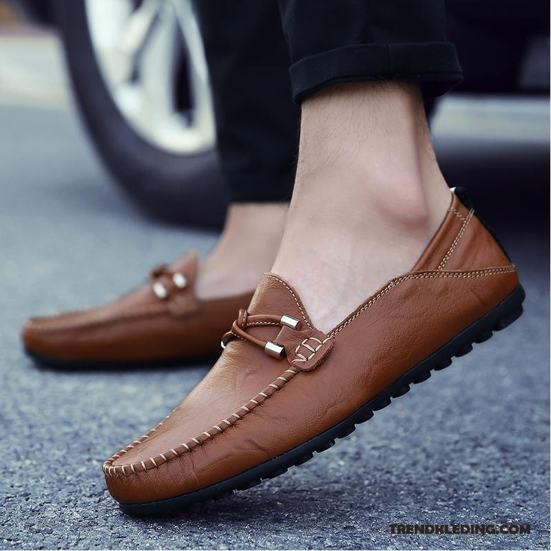 Mocassins Heren Schoenen Voorjaar Slip On Mannen Zomer Echt Leer Zwart