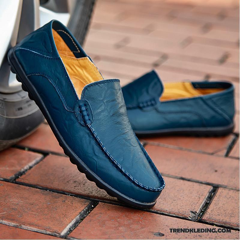 Mocassins Heren Schoenen Voorjaar Slip On Mannen Zomer Echt Leer Zwart