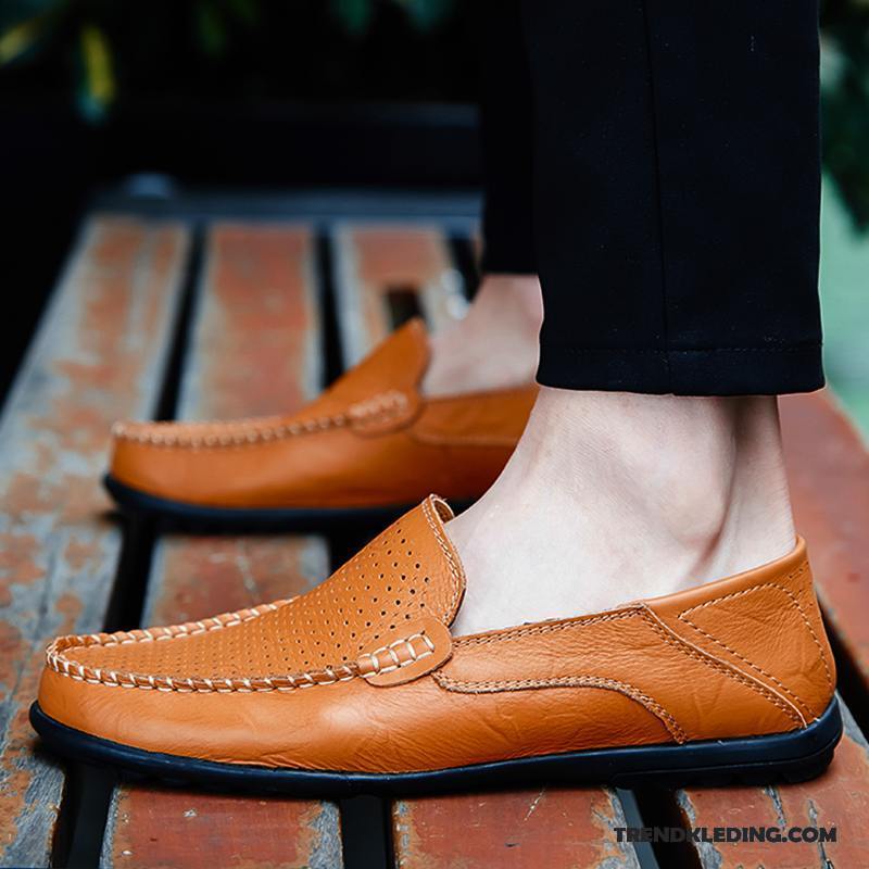 Mocassins Heren Schoenen Voorjaar Slip On Mannen Zomer Echt Leer Zwart