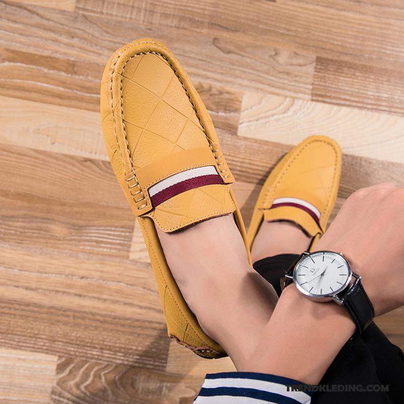 Mocassins Heren Slip On Bootschoenen Casual Persoonlijk Trend Leren Schoenen Bruine