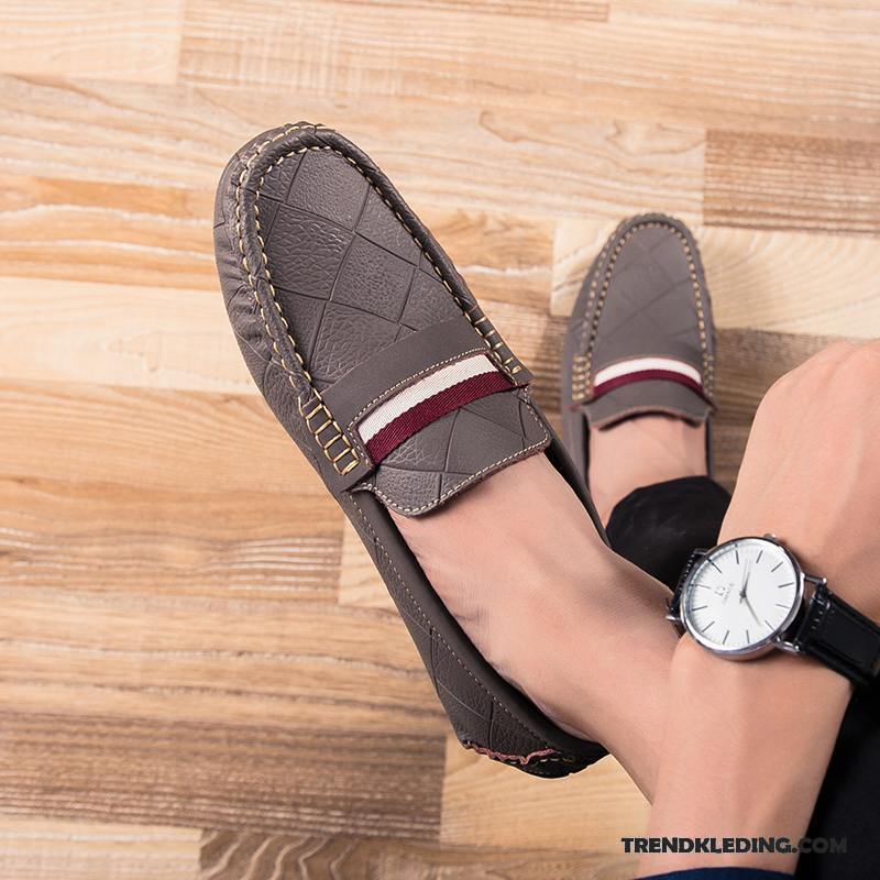 Mocassins Heren Slip On Bootschoenen Casual Persoonlijk Trend Leren Schoenen Bruine