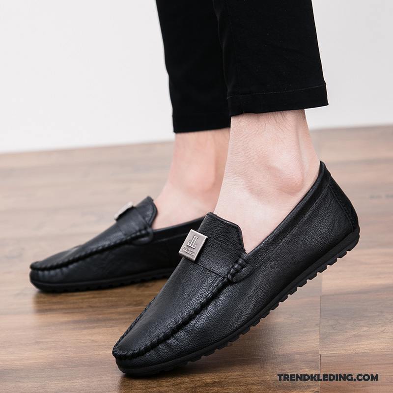 Mocassins Heren Trend Leren Schoenen 2018 Voorjaar Bootschoenen Slip On Zwart