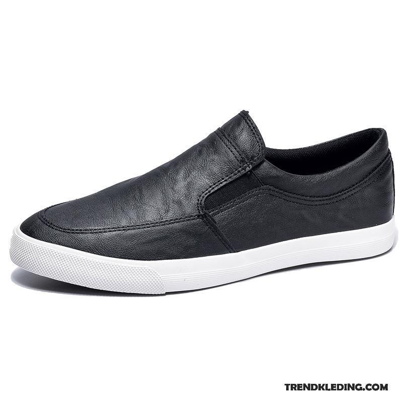 Mocassins Heren Trend Mannen Skateboard Schoenen Zomer Leren Schoenen Slip On Grijs