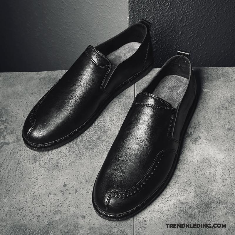 Mocassins Heren Trend Slip On Brits Schoenen Leren Schoenen Voorjaar Zwart