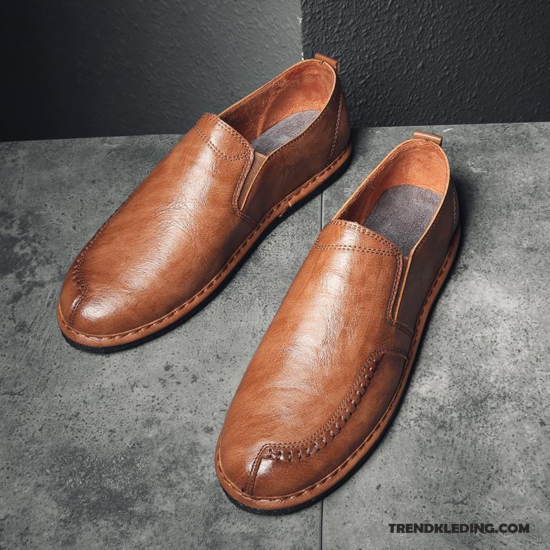 Mocassins Heren Trend Slip On Brits Schoenen Leren Schoenen Voorjaar Zwart