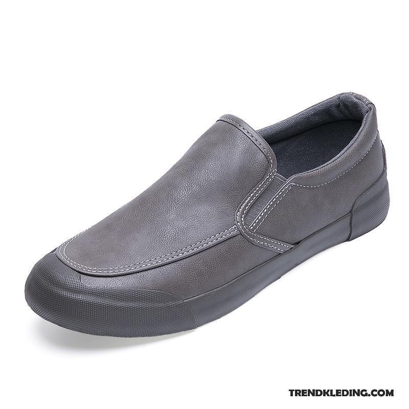 Mocassins Heren Voorjaar Loafers Trend Canvas Casual Mannen Zwart