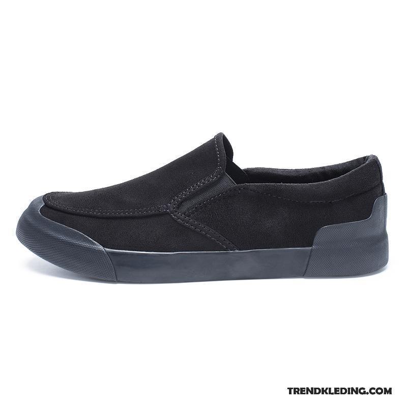 Mocassins Heren Voorjaar Loafers Trend Canvas Casual Mannen Zwart