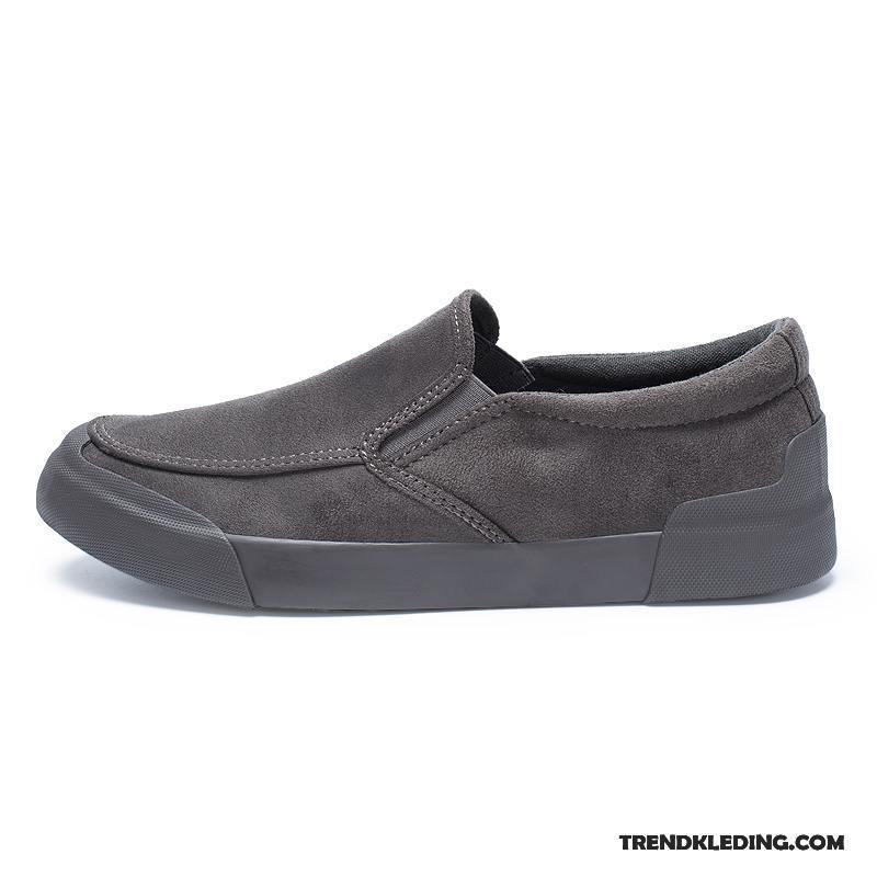 Mocassins Heren Voorjaar Loafers Trend Canvas Casual Mannen Zwart