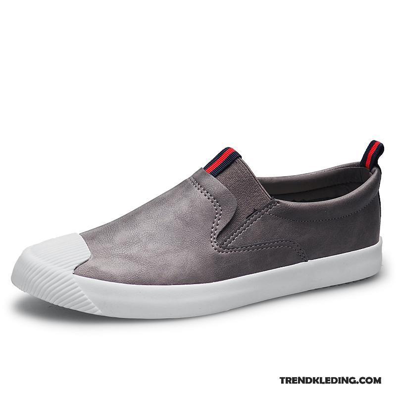 Mocassins Heren Voorjaar Skateboard Schoenen Casual Slip On Trend Laag Grijs