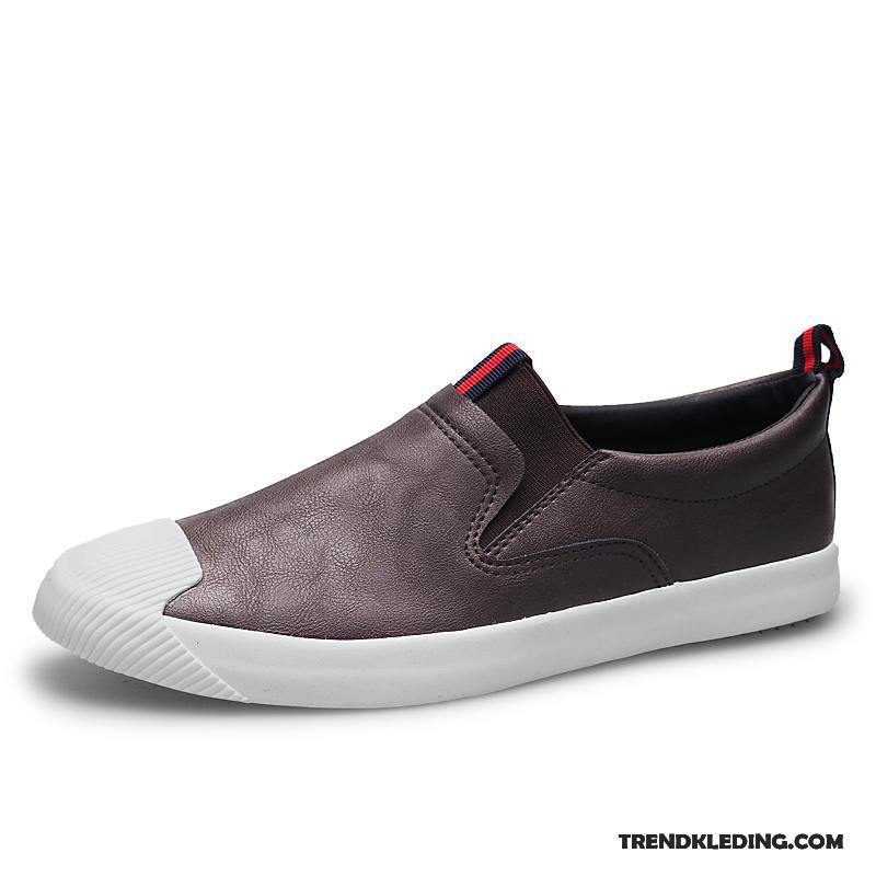 Mocassins Heren Voorjaar Skateboard Schoenen Casual Slip On Trend Laag Grijs