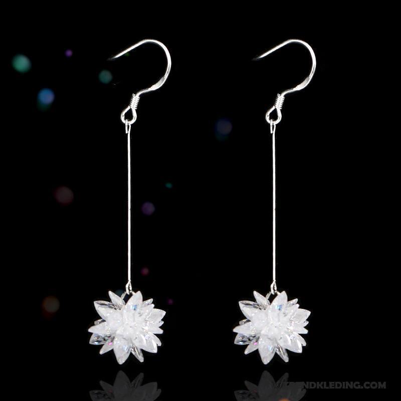 Oorbellen Dames Eenvoudig Trend Elegante Mesh Alle Wedstrijden Bloemen Zilver Rood