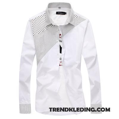 Overhemd Heren Slim Fit Zomer Lange Mouwen Persoonlijk Mode Casual Zwart
