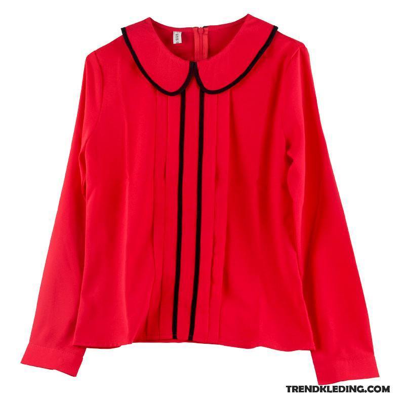 Overhemd Korte Mouw Dames Nieuw Voorjaar Chiffon Zoet Dunne Jasje Wit