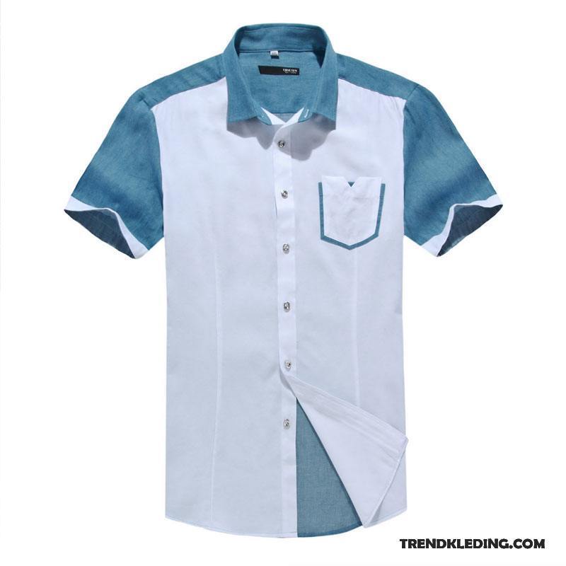 Overhemd Korte Mouw Heren Bedrijf Opruiming Geklede Mannelijk Overhemd Kort Mouw Slim Fit Wit