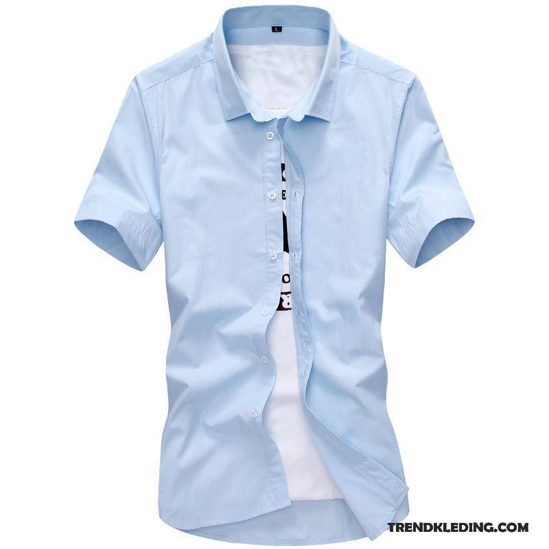 Overhemd Korte Mouw Heren Mannelijk Nieuw Bedrijf Slim Fit Overhemd Kort Mouw Jeugd Effen Kleur Geel
