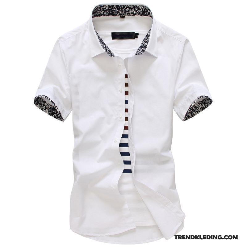 Overhemd Korte Mouw Heren Trend Zomer Persoonlijk Mannelijk 2018 Casual Lichtgroen Wit