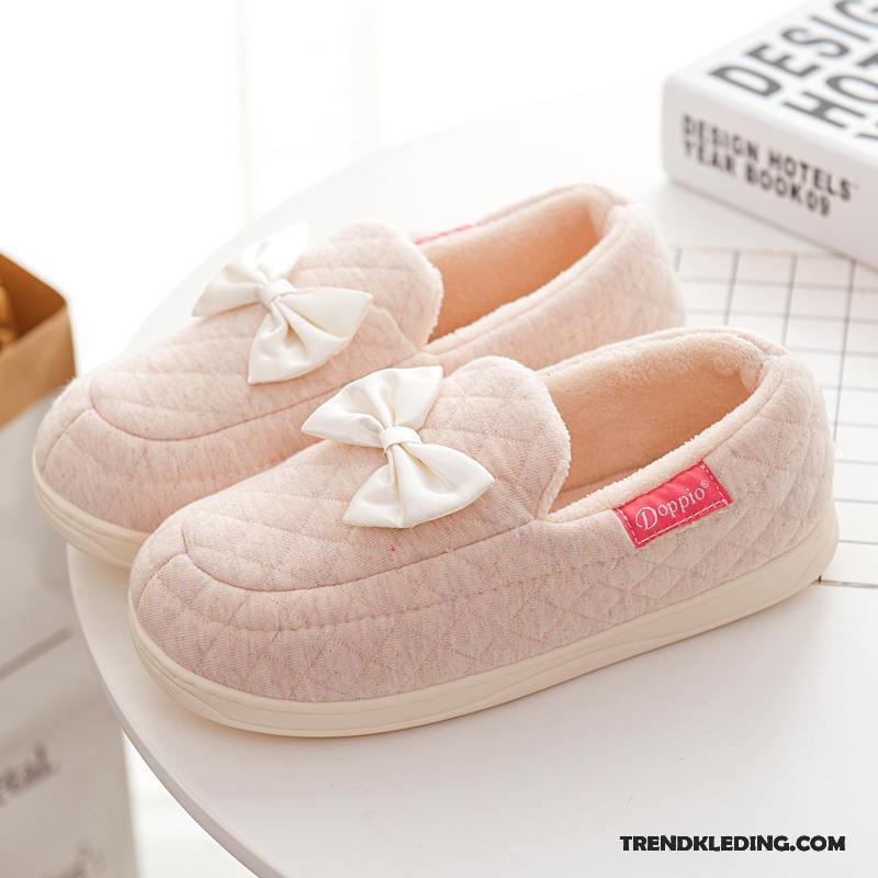 Pantoffels Dames Vrouwen Katoen Binnen Schoenen Zachte Zolen Herfst Roze