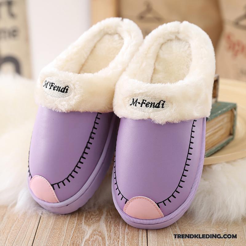 Pantoffels Dames Warm Binnen Winter Mooie Vrouwen Lovers Purper