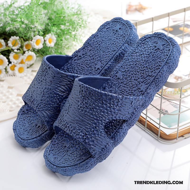 Pantoffels Heren Dikke Zool Zomer Badkamer Lovers Binnen Antislip Donkerblauw