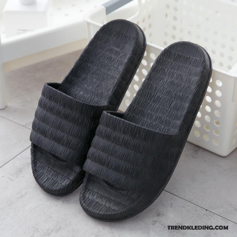 Pantoffels Heren Mannen Dikke Zool Slippers Badkamer Binnen Zachte Zolen Zwart