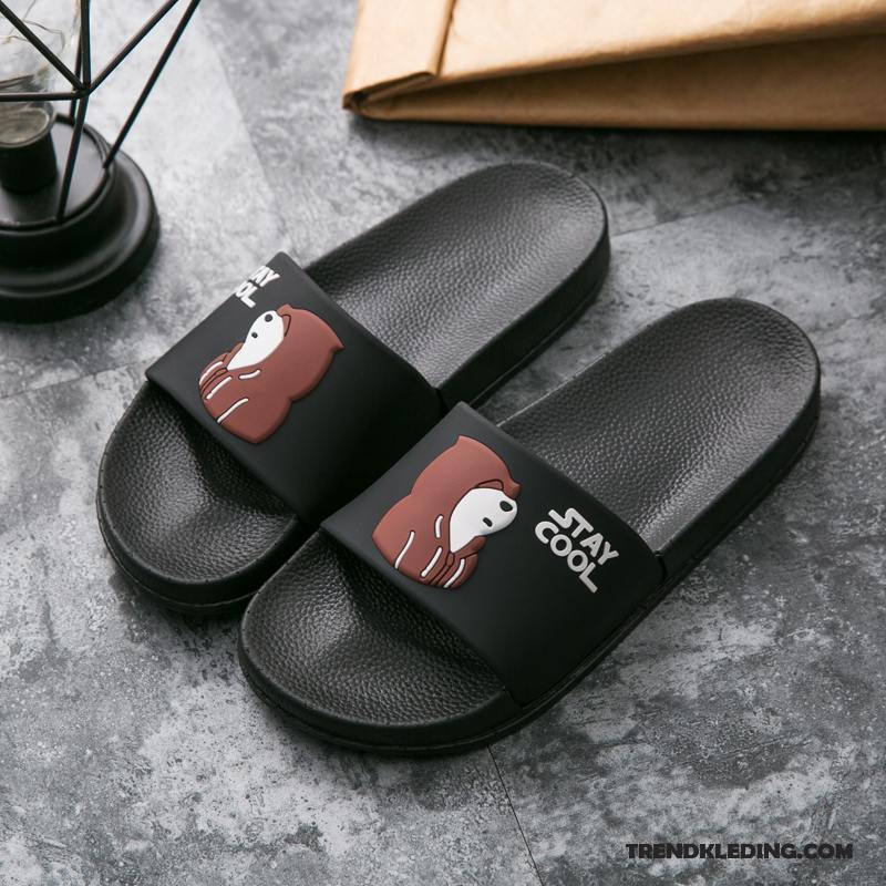 Pantoffels Heren Spotprent Slippers Binnen Zomer Mooie Student Zwart