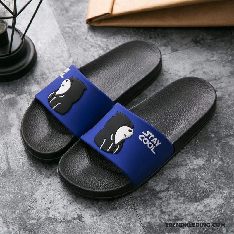 Pantoffels Heren Spotprent Slippers Binnen Zomer Mooie Student Zwart