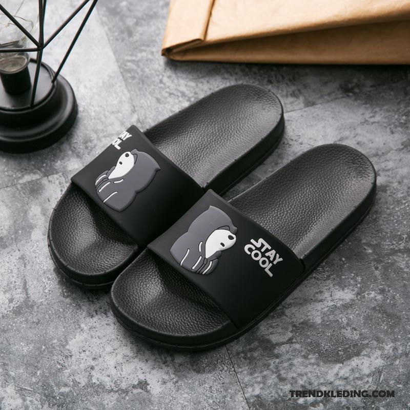 Pantoffels Heren Spotprent Slippers Binnen Zomer Mooie Student Zwart