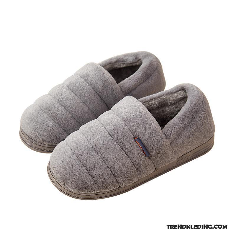 Pantoffels Heren Warm Schoenen Binnen Mannen Slippers Verdikken Zwart