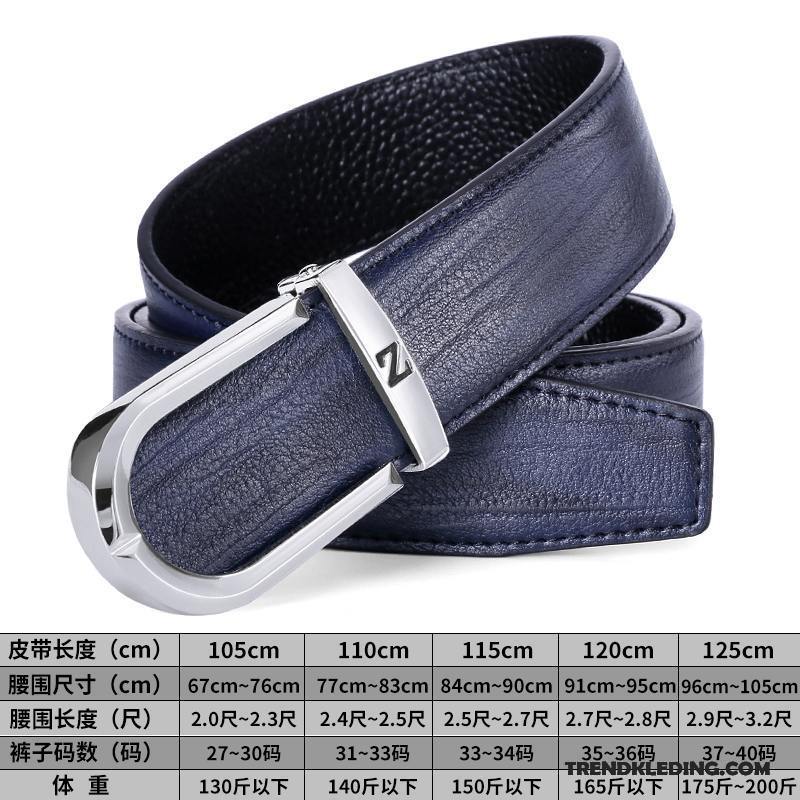 Riem Heren Jeugd Leer Mode Student Glad Lederen Blauw