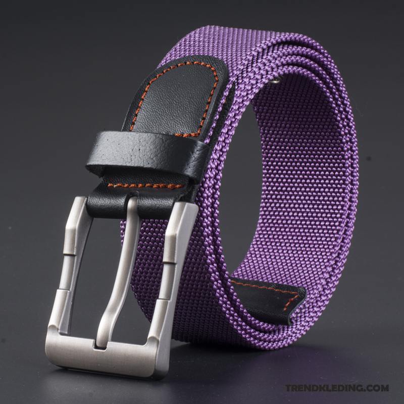 Riem Heren Student Jeugd Canvas Dames Veiligheidsspeld Casual Purper