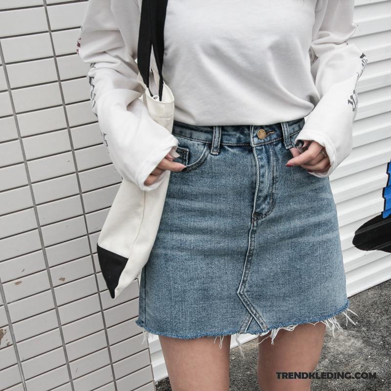 Rok Dames Trend Vet Losse Grote Maten Gaten Denim Lichtblauw