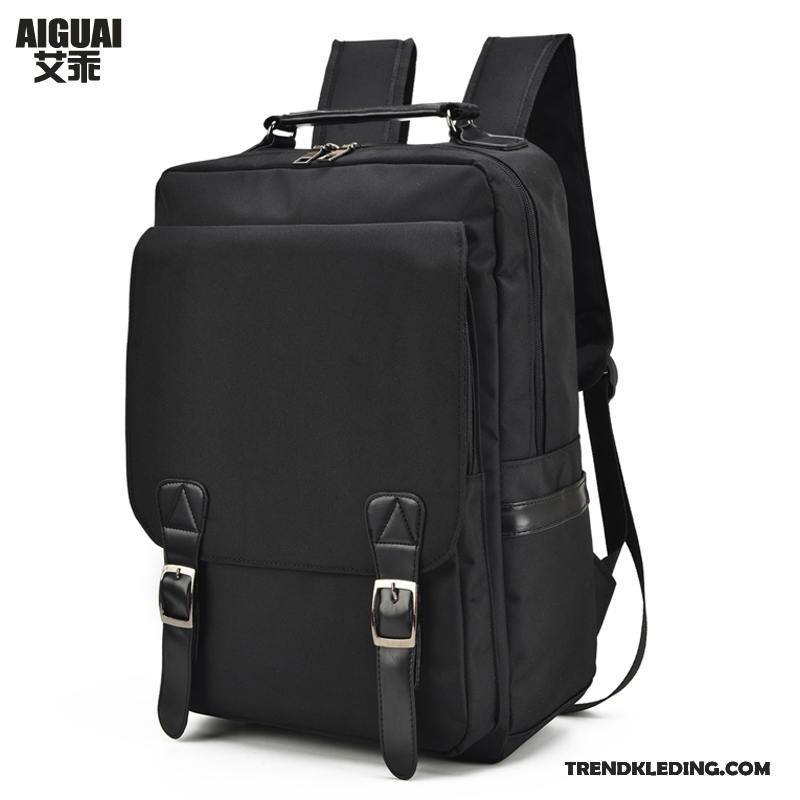 Rugzak Heren De Middelbare School Schooltas Vintage Eenvoudig Groot Trend Zwart
